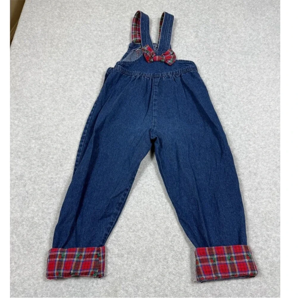 Vintage OshKosh Overalls with Red Plaid Details and matching Button Up Shirt set